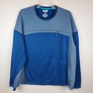 Duluth Mens Sweatshirt Boundary Layer Fleece Zip Pocket Crew Neck Blue XL